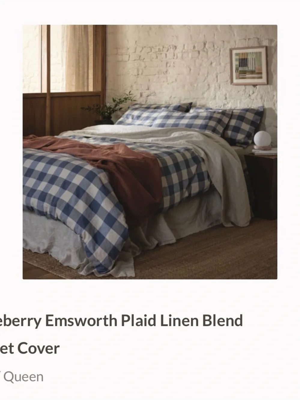 Piglet in Bed Blueberry Plaid Emsworth Full/Queen Duvet and Pillowcase Set